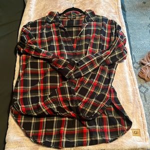Velvet heart plaid crossover shirt